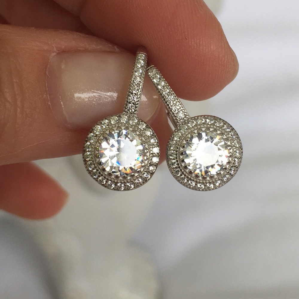 New! Sterling silver & cubic zirconia earrings - Picture 6 of 6